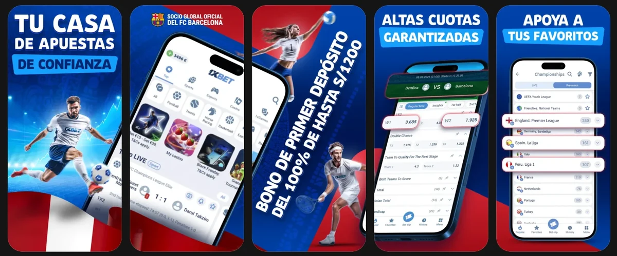 App de 1xBet Perú: apuestas en vivo, cuotas altas y Liga 1