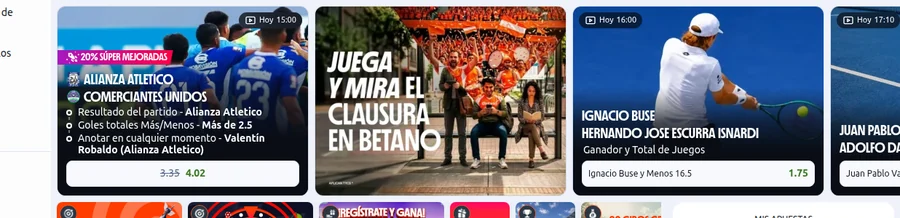 Portada de Betano Perú con SuperCuotas y streaming del Clausura