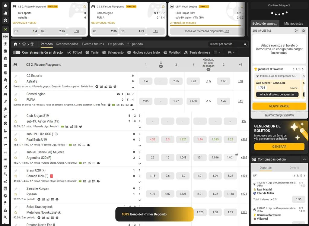 Apuestas en vivo de Melbet en septiembre de 2026