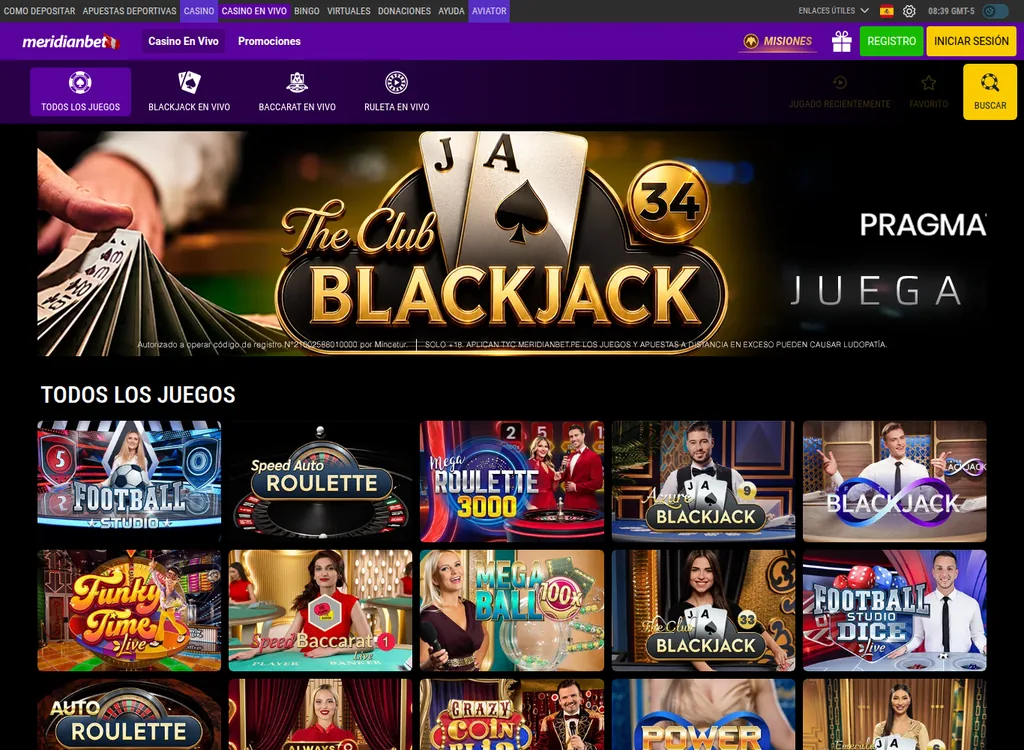 Casino en vivo de Meridianbet con mesas de crupier real