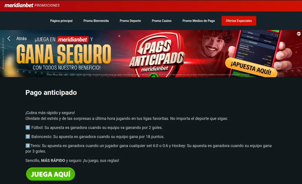Pago anticipado de Meridianbet: condiciones del Early Payout por deporte