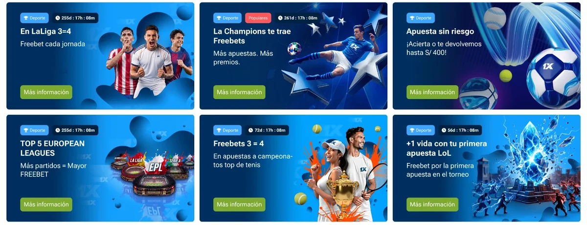 Promociones de 1xBet Perú: freebets en LaLiga, Champions y apuesta sin riesgo