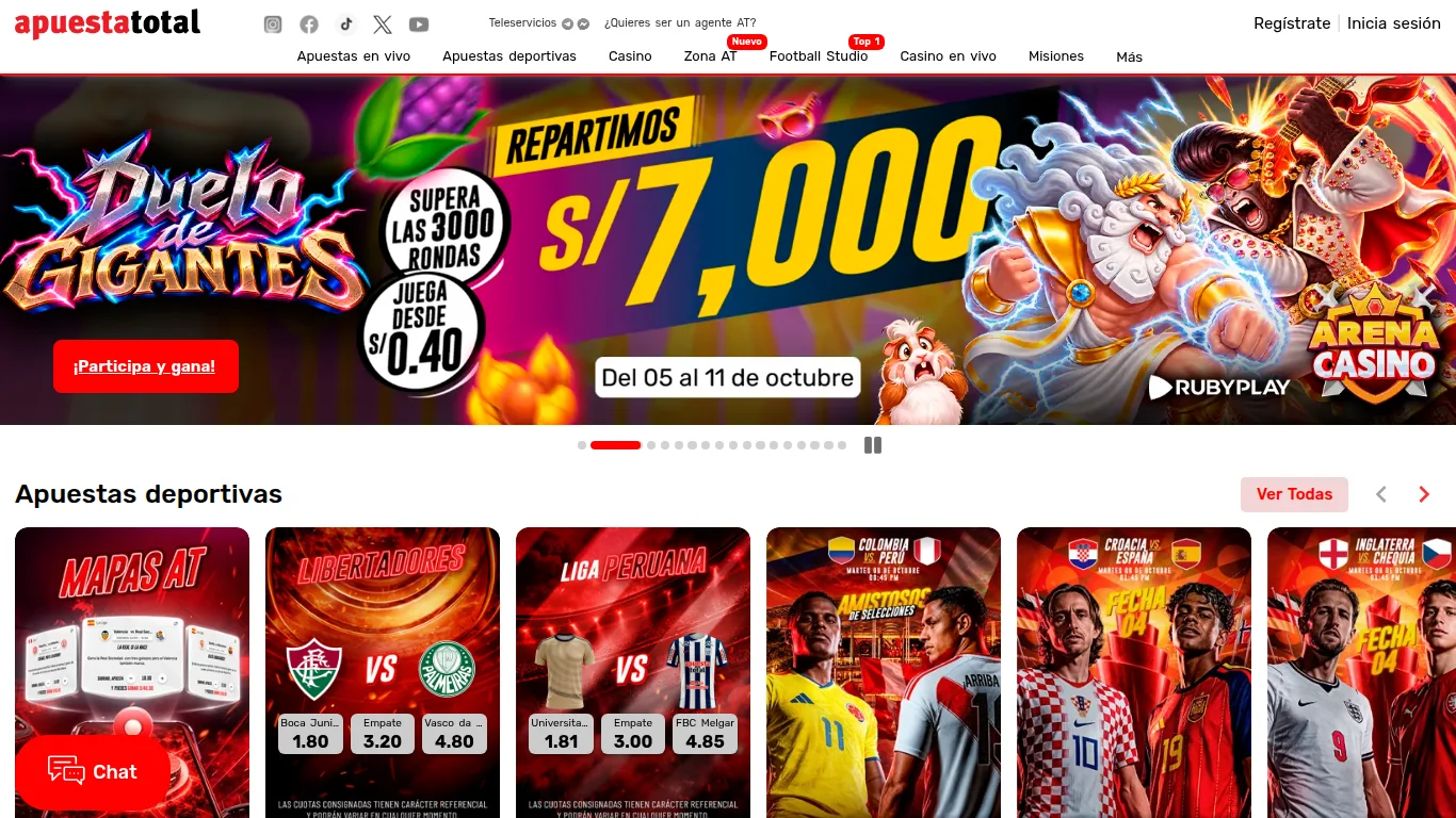 Apuesta Total en el navegador de PC: banner del torneo Duelo de Gigantes y apuestas deportivas