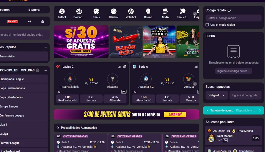 Apuestas deportivas de Somos Casino con Liga 1 y Copa Libertadores
