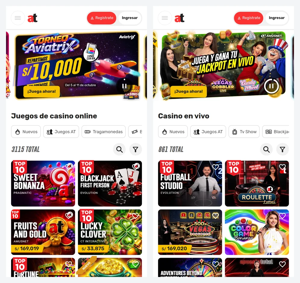 Casino online de Apuesta Total con 3 115 juegos y casino en vivo con 861 mesas