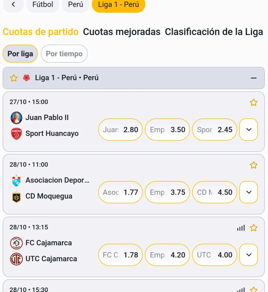 Cómo apostar en Perú: cuotas de la Liga 1 en una casa de apuestas autorizada