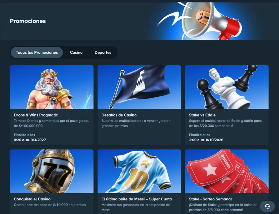 Promociones de Stake Perú: Drops & Wins, Desafíos de Casino, Stake vs Eddie y Sorteo Semanal